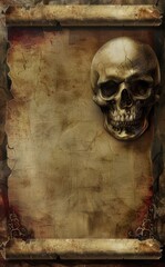 Old Scroll with Skull Design used for Halloween advertising.