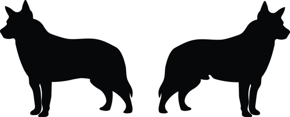 Dog silhouette vector art illustration. Black silhouette vector design.