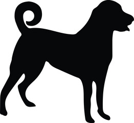 Dog silhouette vector art illustration. Black silhouette vector design.