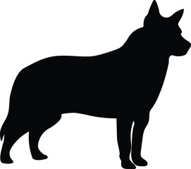 Dog silhouette vector art illustration. Black silhouette vector design.