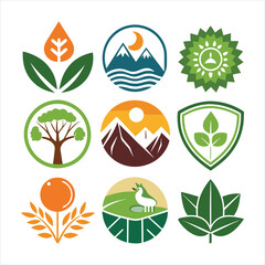 Simple Nature logo templates collection isolated  art vector