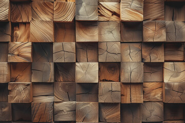 Warm Taupe Wood Texture, Contemporary Block Stack Art.
