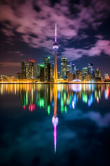 Dazzling Evening Embrace - The EF City Nightscape Captured in Majestic Glory