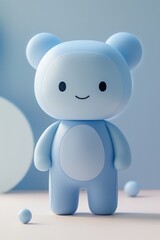 Obraz premium Cute Blue Cartoon Bear Toy Figure in Minimalistic Style for Child's Room Decor