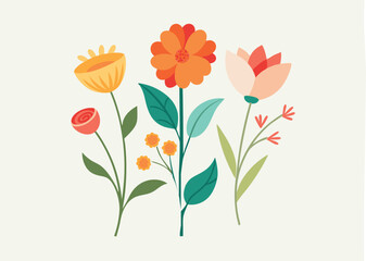 floral flowers minimal isolated flat vector pro collection illustration on white background.
