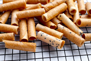 Thai snack, crispy coconut rolls