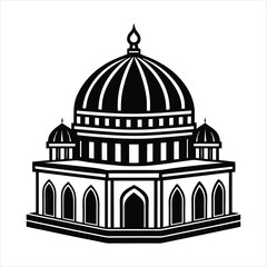 Obraz premium The best green mosque dome islamic ramadan black vector