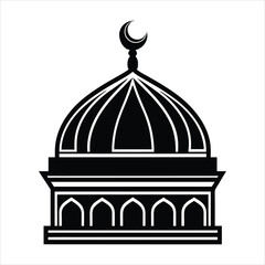 The best green mosque dome islamic ramadan black vector