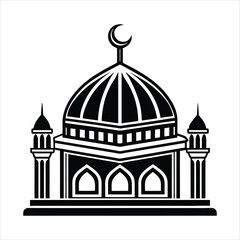 The best green mosque dome islamic ramadan black vector