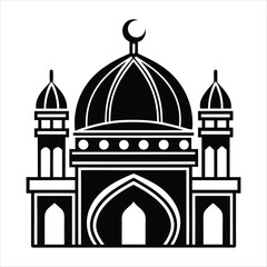 The best green mosque dome islamic ramadan black vector