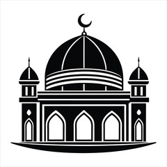 The best green mosque dome islamic ramadan black vector