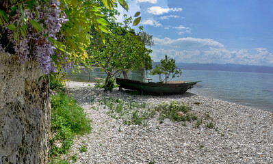 Trpejca village, a traditional fishing village and and now a famous tourist spot on Lake Ohrid and Galicica Mountain. It is known as the Macedonian Saint-Tropez, pearl of the water.