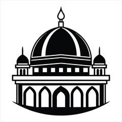 The best green mosque dome islamic ramadan black vector