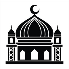 The best green mosque dome islamic ramadan black vector