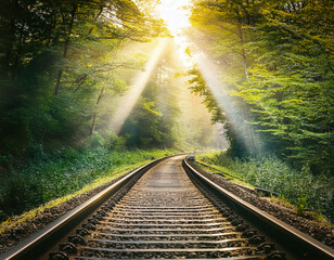 Naklejka premium railroad in the forest