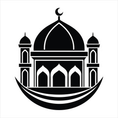 The best green mosque dome islamic ramadan black vector