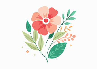 floral flowers minimal isolated flat vector pro collection illustration on white background.