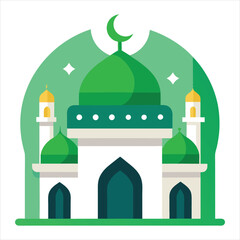 The best green mosque dome islamic ramadan color art vector