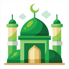 The best green mosque dome islamic ramadan color art vector