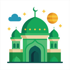 The best green mosque dome islamic ramadan color art vector