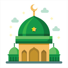 The best green mosque dome islamic ramadan color art vector