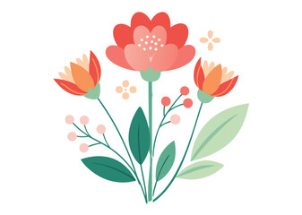 floral flowers minimal isolated flat vector pro collection illustration on white background.