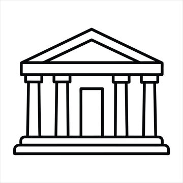 recommend clip art: The theater building with columns line art vector