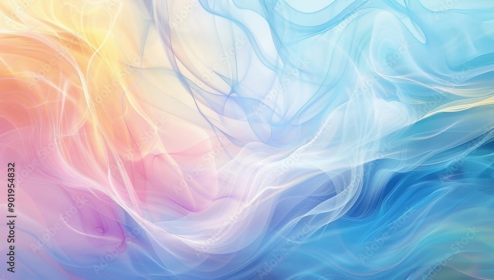 Poster abstract background with soft pastel colors and flowing lines, creating an elegant and dreamy atmosp