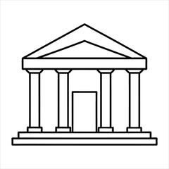 Obraz premium The theater building with columns line art vector