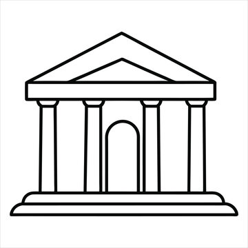 recommend clip art: The theater building with columns line art vector