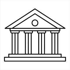 The theater building with columns line art vector
