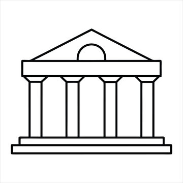 recommend clip art: The theater building with columns line art vector