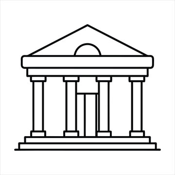 recommend clip art: The theater building with columns line art vector