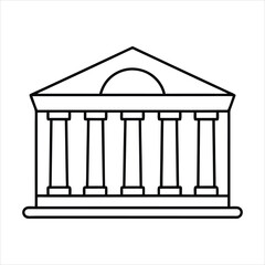 The theater building with columns line art vector