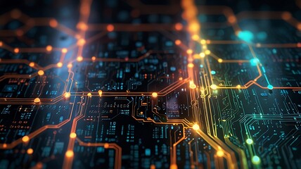 Fototapeta premium Digital Network Circuit Board with Radiant Data Connections Cutting Edge Big Data Background. Generate AI.