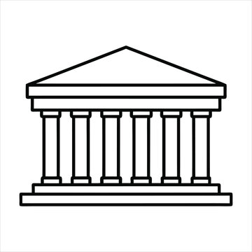 recommend clip art: The theater building with columns line art vector