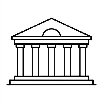 recommend clip art: The theater building with columns line art vector