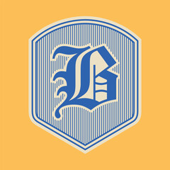 The letter B in the Gothic style. Vector. Old alphabet. Set of soccer logo or soccer club badge. Football logo with shield background vector design © Дмитрий Сальников