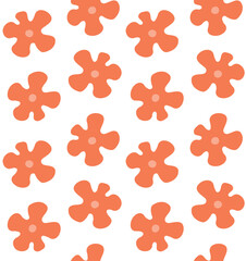 Vector seamless pattern of groovy flower isolated on white background