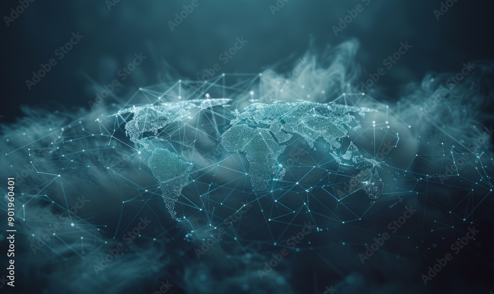 Poster data transfer cloud computing technology concept. there is a large prominent cloud icon in the cente