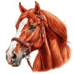 Horse Head Vector Illustration, White Background, Isolated