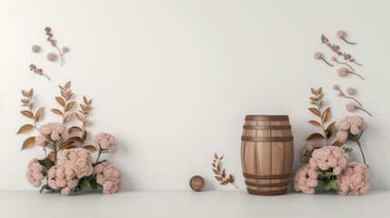 Rustic Barrel with Floral Arrangement