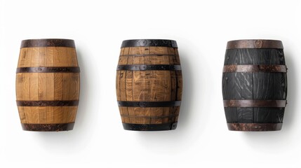 Distillation of Scotch Vienna Blend in Traditional Barrels on White Background