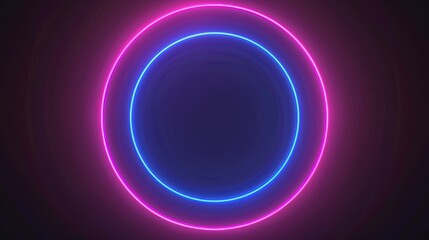 Bright neon pink and blue circles on a dark background form a contemporary and lively design with a futuristic vibe