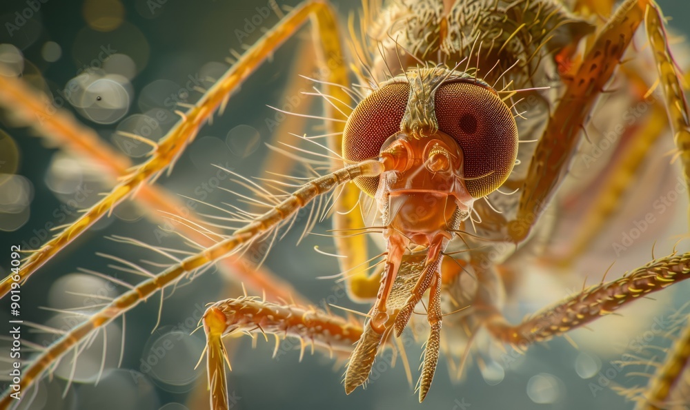 Aufkleber a microscopic image of the mosquito's oral jaws, showing their complex structure and function.