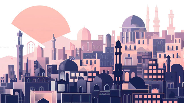 Risograph vibrant riso print travel poster, card, wallpaper or banner illustration, modern, isolated, clear, simple of Al Amarah, Iraq. Artistic, screen printing, stencil