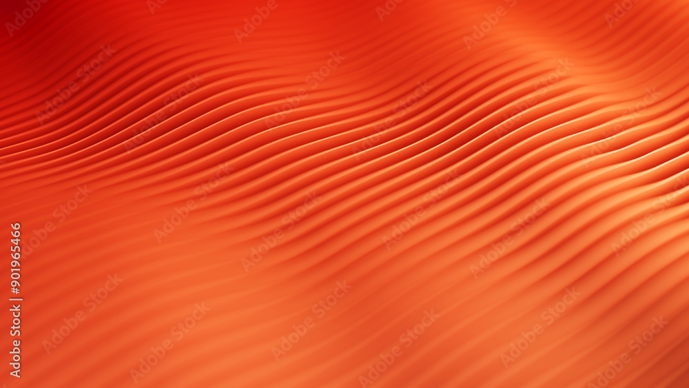 Poster abstract background with many wavy orange slices and shallow dof. paper cuts minimalistic backdrop. 