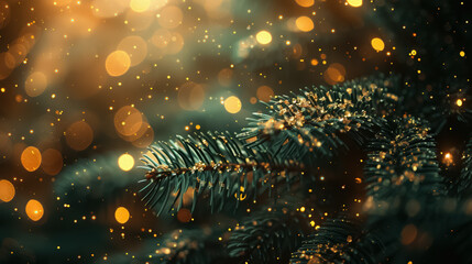 Dark green and gold Abstract background and bokeh on New Year's Eve