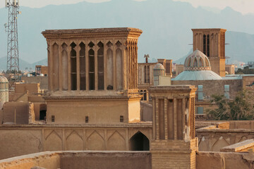 A wind catcher or ventilation tower made with adobes, a genius way to cool down the heat of hot...