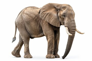 Obraz premium Majestic african elephant standing on white background